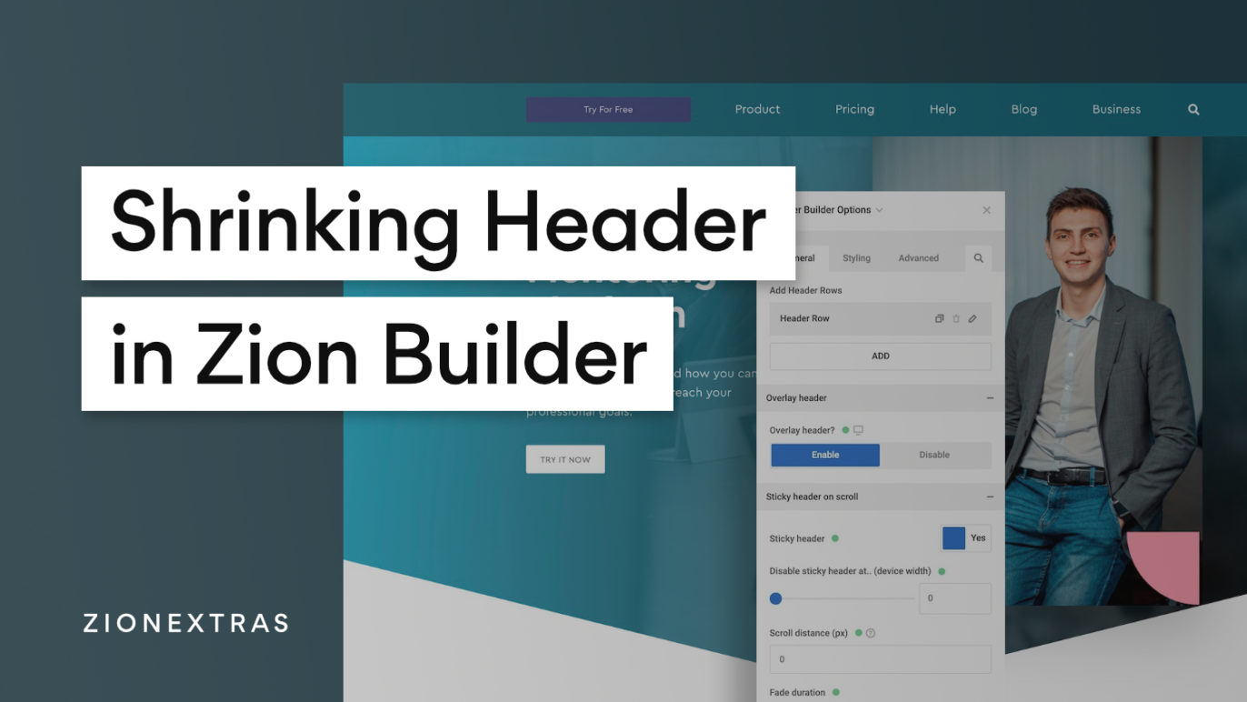 shrinking header in zion builder
